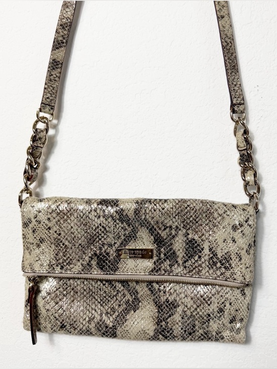 Handbags - Kate Spade Snake Embossed Crossbody Bag Gold Shimmer Leather Purse